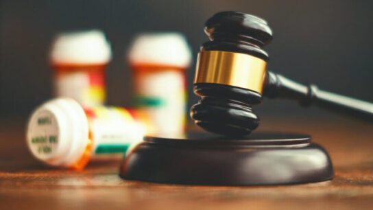Judge gavel with medications