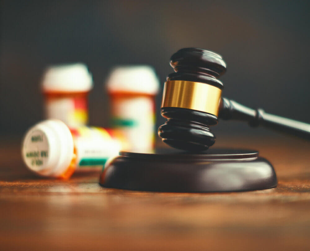 Judge gavel with medications