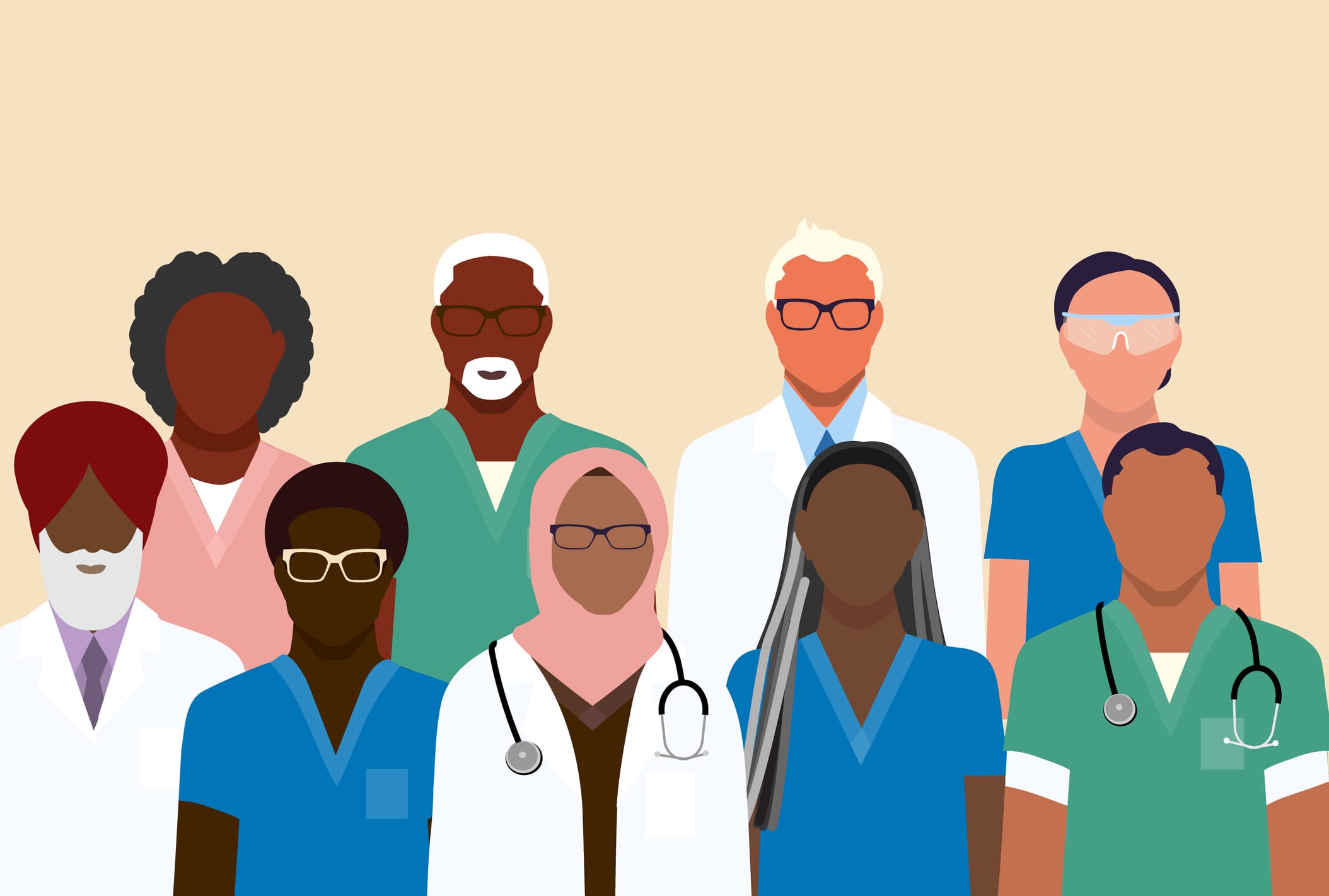 diverse medical team professionals